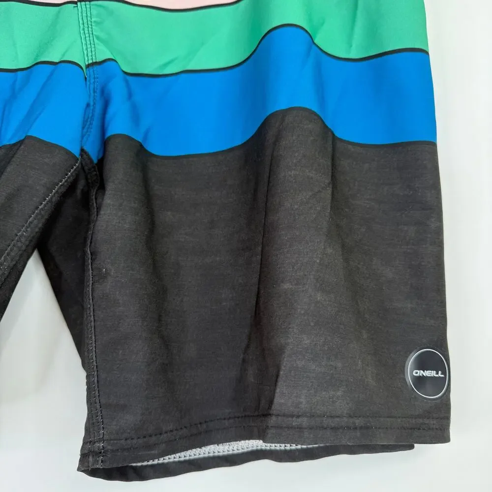 O'Neill Hyperfreak Men's Striped Board Shorts Size 38